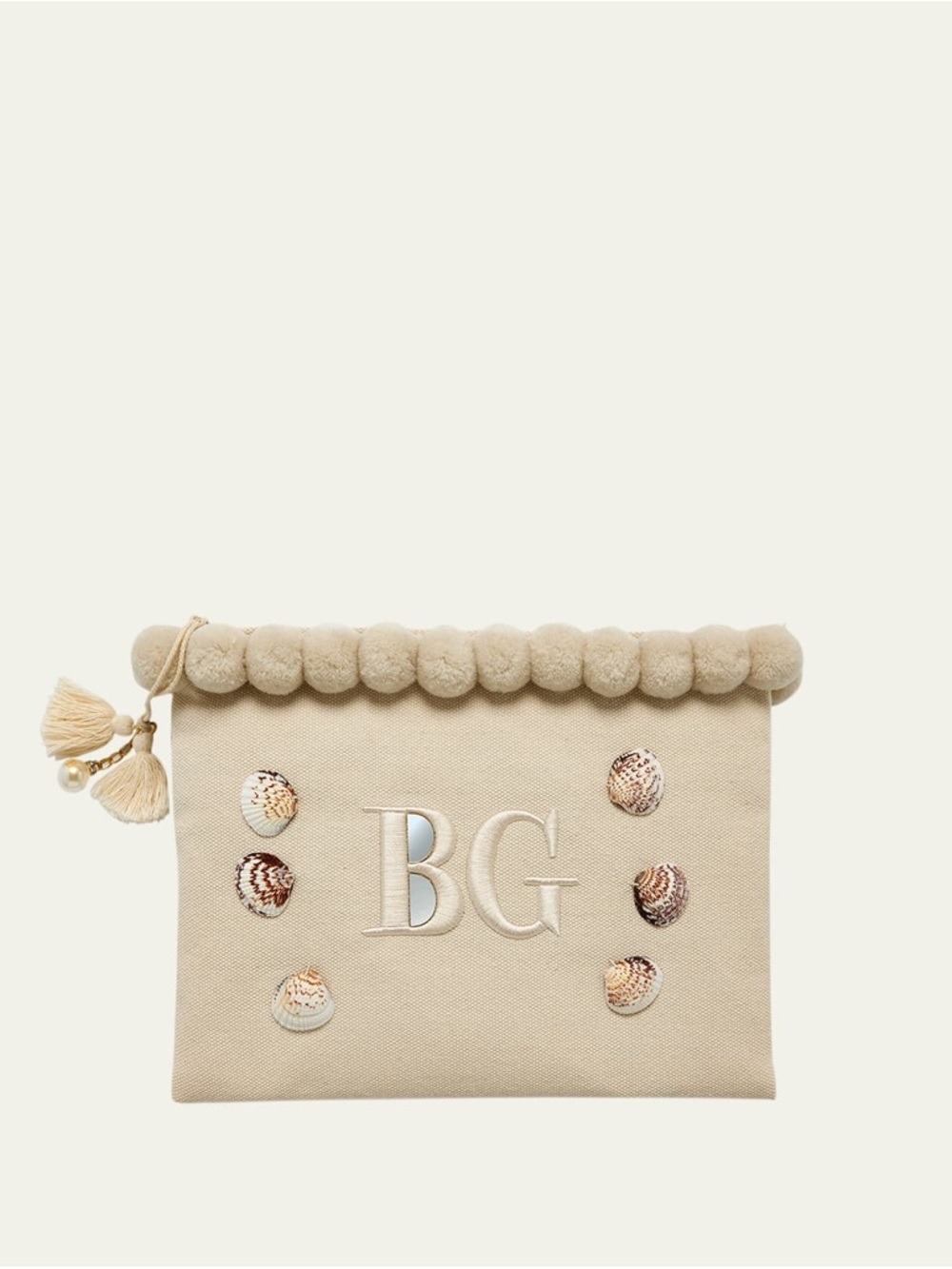 Bergdorf Goodman Exclusive Pouch Shell Pearl Pom-Pom Clutch NYC Limited Edition
